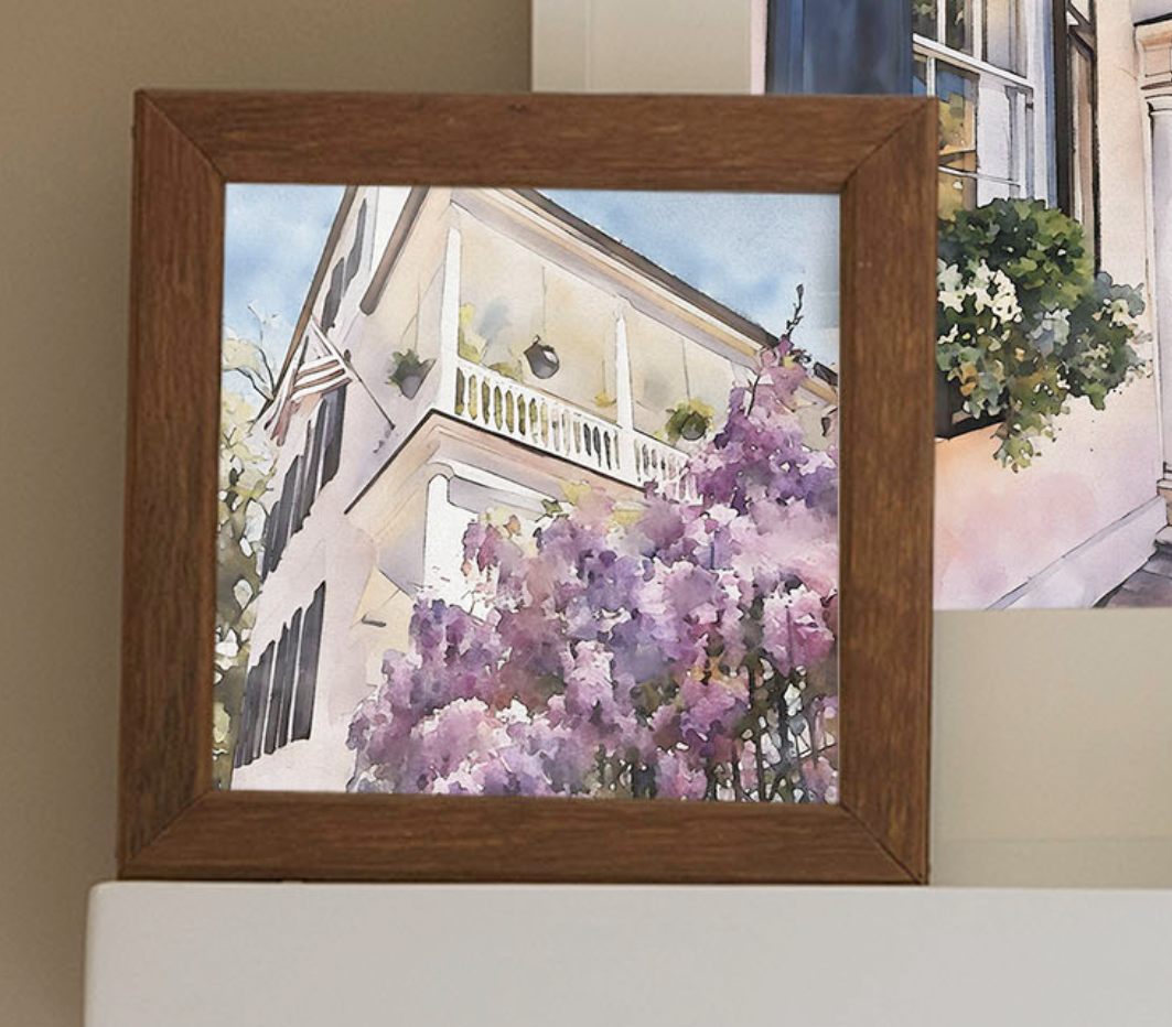 Purple wisteria in Charleston South Carolina, Callaghan Collective watercolor painting